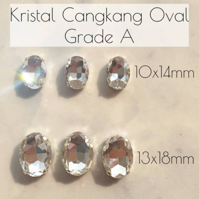 CK606 | 1 Lusin C. KACA Oval 13x18 mm kristal cangkang