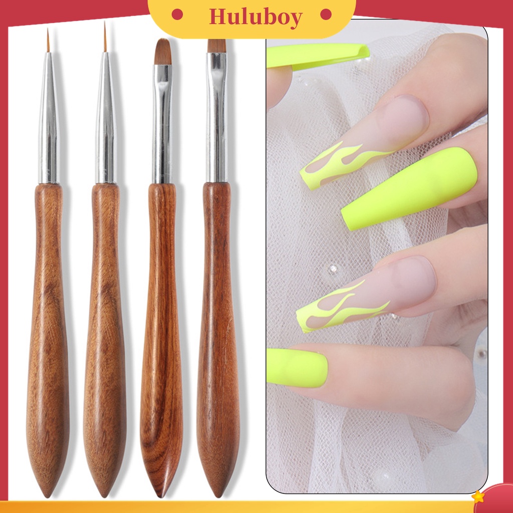 Huluboy Huluboy♡ Pen Brush Nail Art Bahan Nilon Wol Sandalwood Untuk Kecantikan