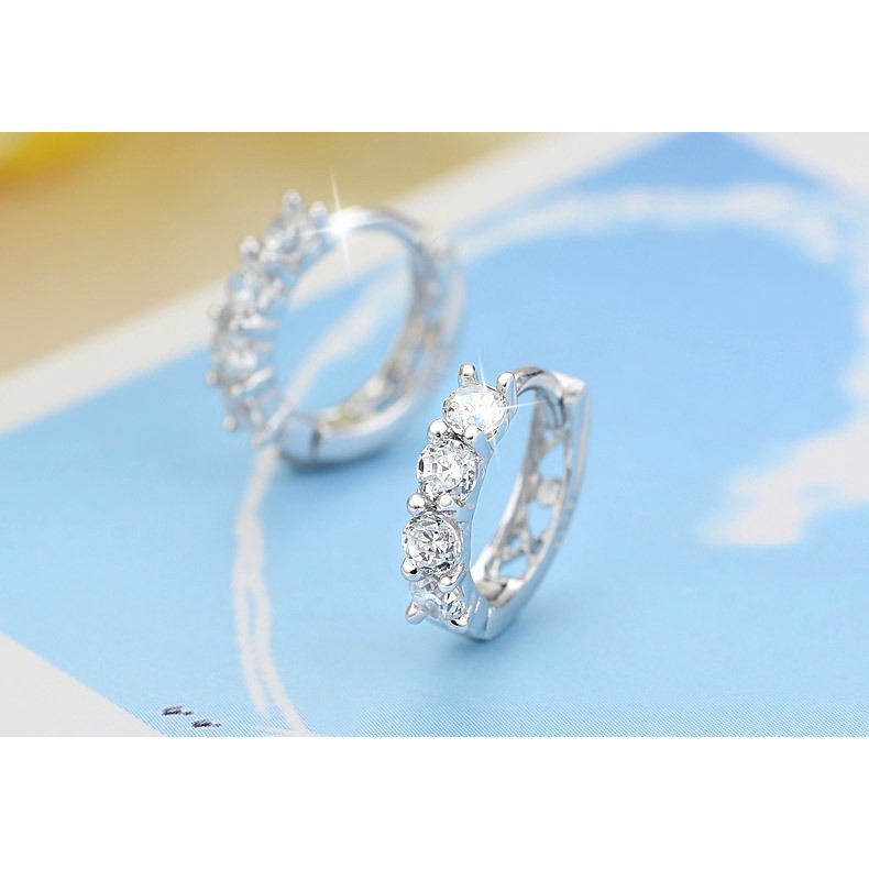 Fashion Perhiasan Perak Korea-Style Super Flash Baris Tunggal Anting Berbentuk Hati wanita Ear Studs Stud Earrings ai2-1826-5