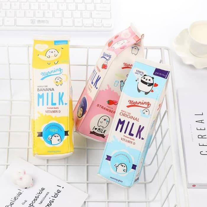 

New Tempat Pensil Unik Kotak Susu Milk Pencil Case- Anti AIR - Kuning Banana