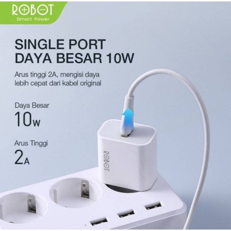 Robot RT-K8 2A 10W Small &amp; Portable Power Charger (Per 1Pcs) - Putih