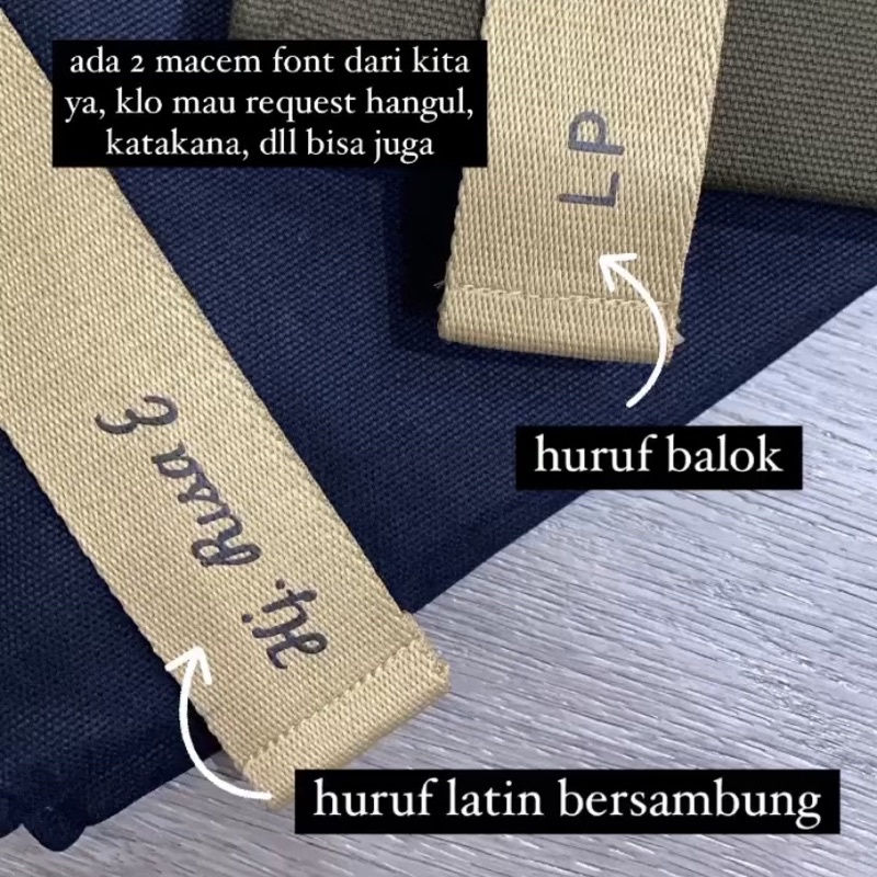 Tas custom nama tulisan kekinian korea kanvas canvas bag trending lucu