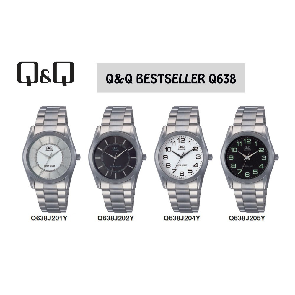 Jam Tangan Pria Casual Business Rantai Stainless Steel Analog Original Q&amp;Q QnQ QQ Q638 Q638J Series