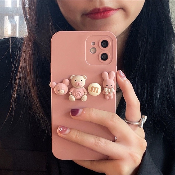 Case Handphone Desain Boneka Kelinci / Beruang Kecil Untuk iPhone 12 13 11 Pro Max X Xs Max Xr 5589