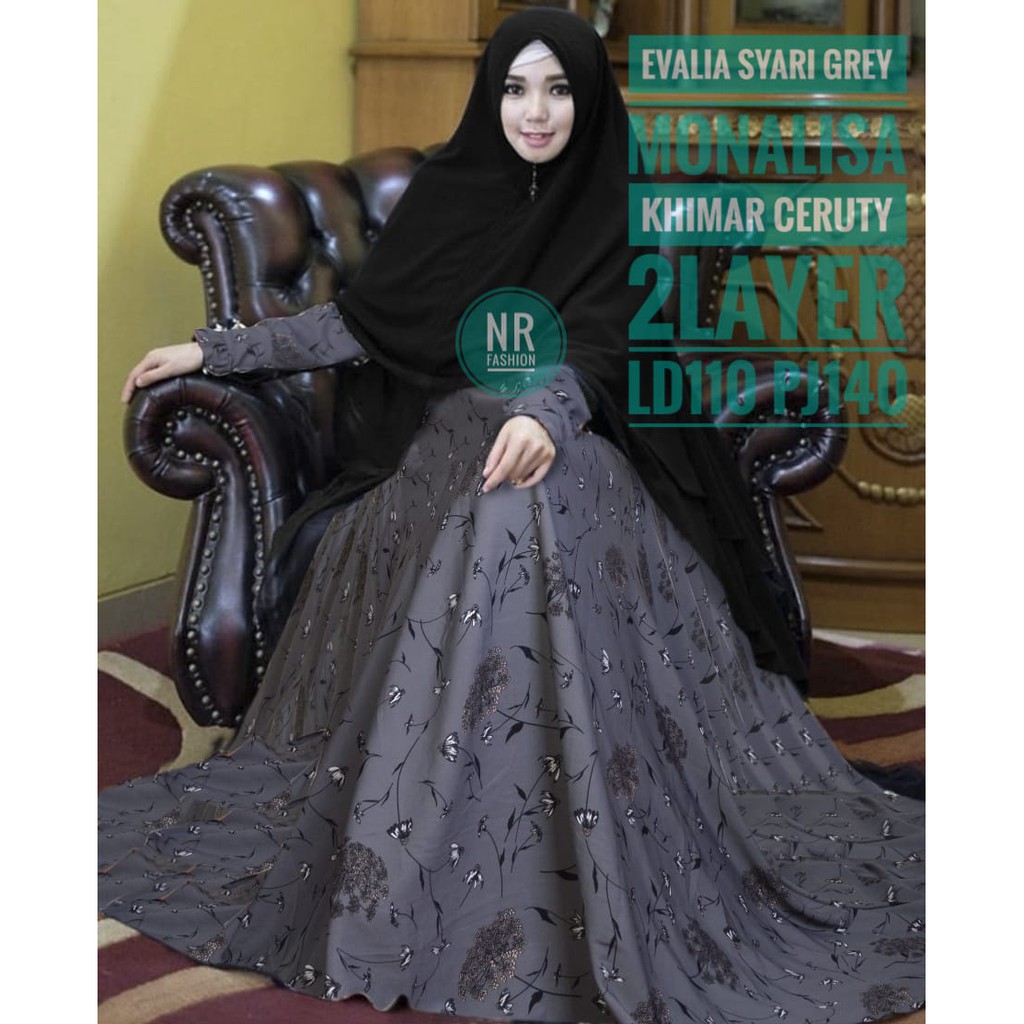 SET SYARI GAMIS EVALIA SYARI GREY
