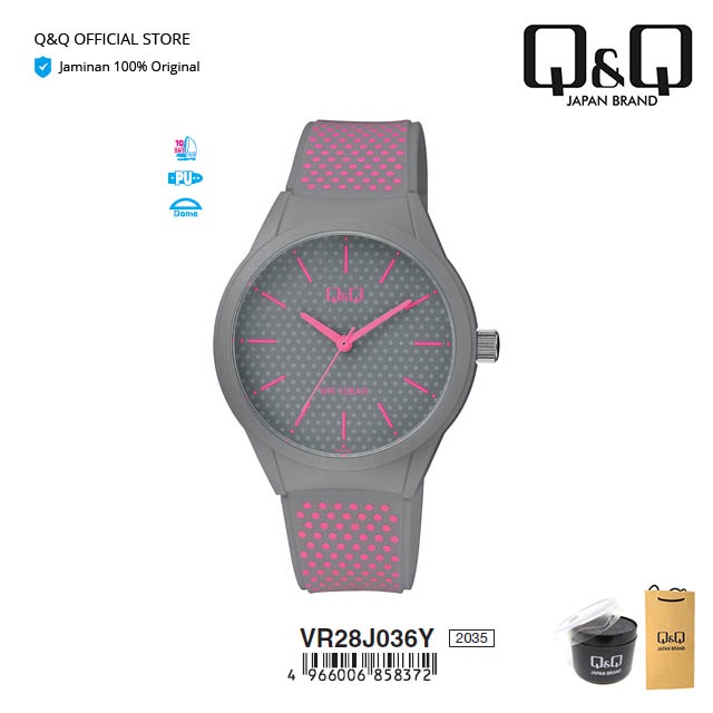 Q&Q QnQ QQ Jam Tangan Wanita Analog Karet - VR28 VR28J Tahan Air 10 BAR-5