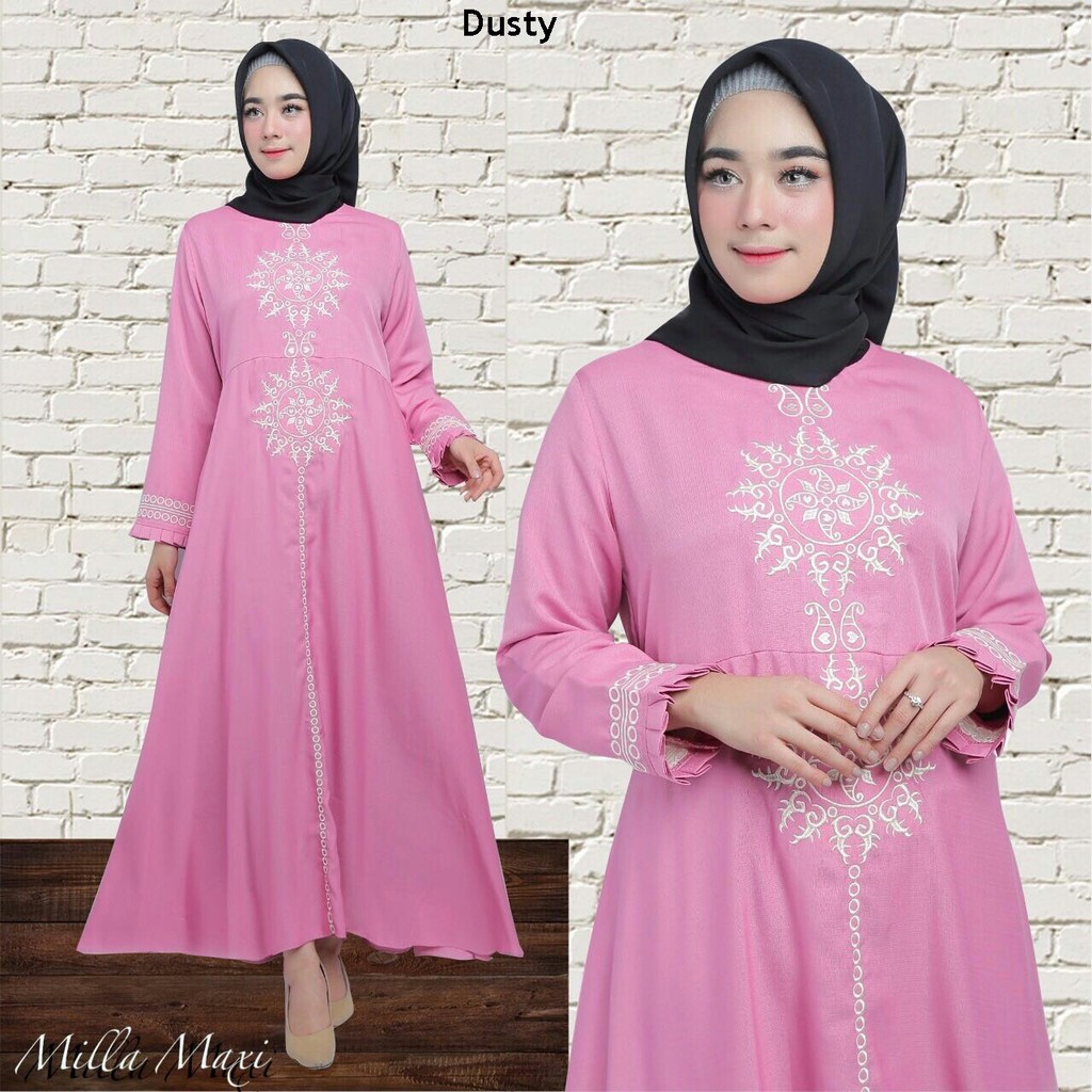 HOPYLOVY - Gamis Wanita Milla Maxi Bordir