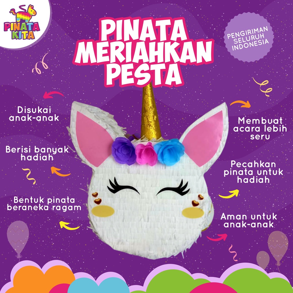 pinata unicorn / pinata tarik / pinata pukul / pinata kuda unicorn / pinata custom / pinata tarik un