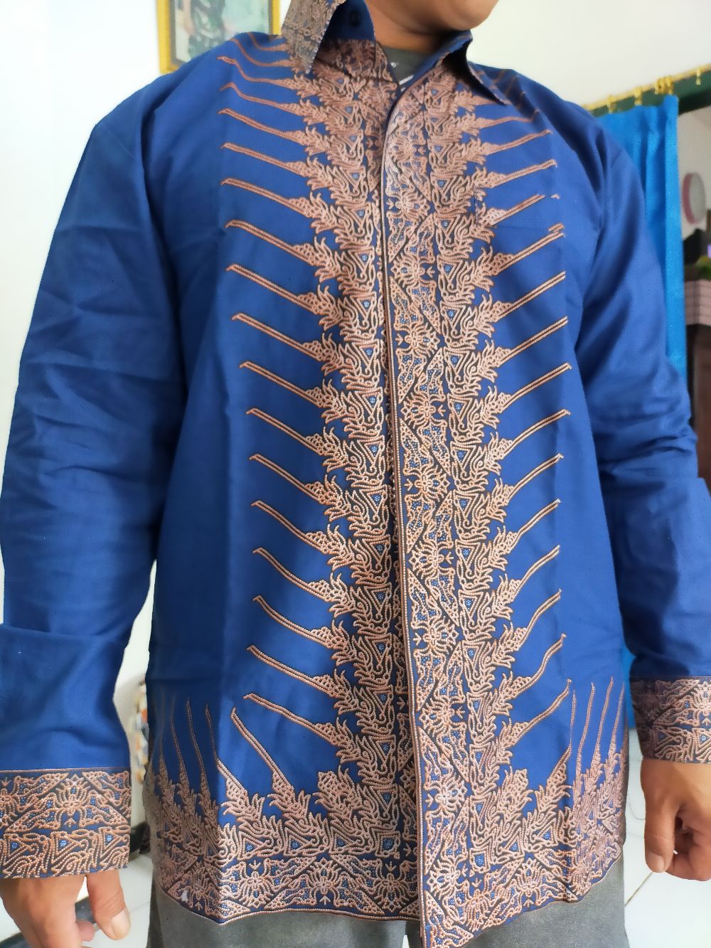 Modang Navi Kemeja Batik Pria Lengan Panjang Full Furing Katun Halus Sragenan