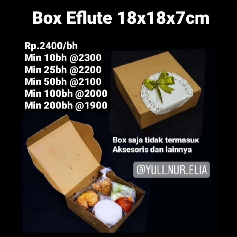 

Box Eflute 18x18x7cm (ukuran luar box)