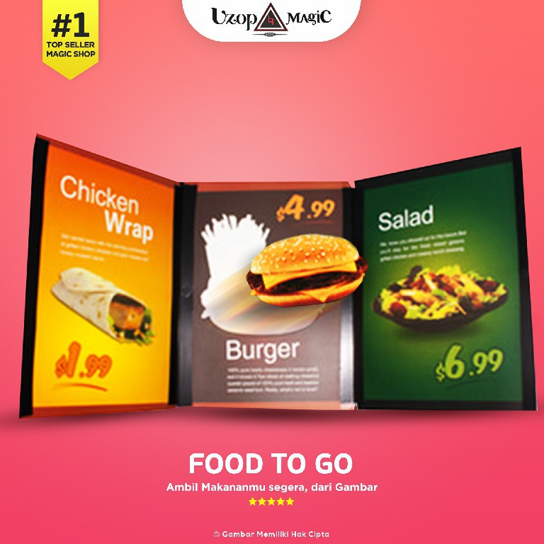 Food to Go (Alat sulap, mengeluarkan makanan dari daftar menu, 2d menjadi 3d, mainan)