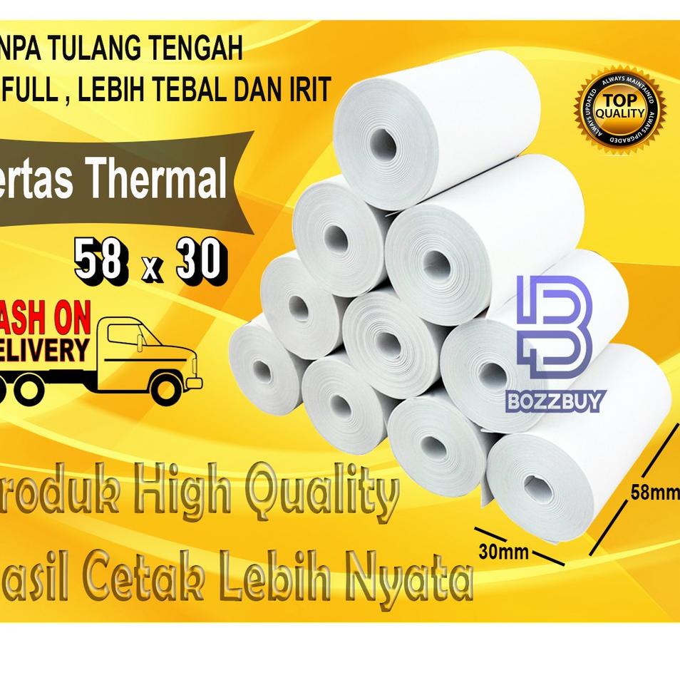 

NL Bozzbuy - Paket 10 Roll Kertas Printer Thermal 58mm x 30mm ➲ ー
