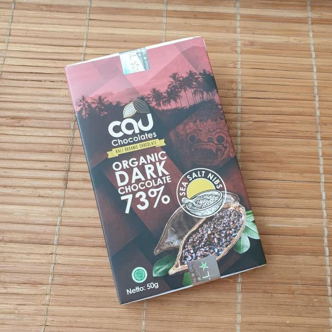 

Organic Dark Chocolate Coklat 73% Sea Salt Nibs 50 gr - Cau Chocolates BOOM SALE