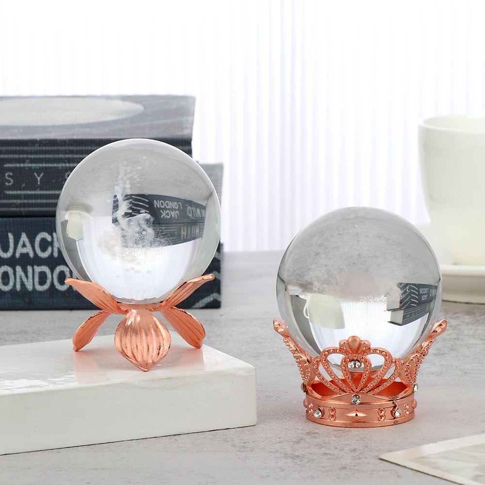 Wonder Crystal Ball Holder Dekorasi Rumah Mahkota Bentuk Daun Ornamen Desktop Pajangan Berdiri