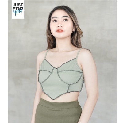 Bustier Knit Top Atasan Tank Top Wanita