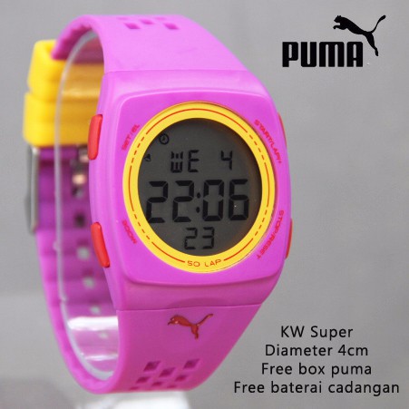 Jam Tangan Puma Wanita | Jam Tangan Puma Segi Rubber Purple B_SWH