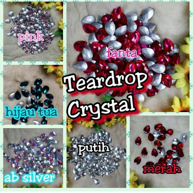 Teardrop crystal (asli) bukan imitasi uk 13x18mm diamond blink