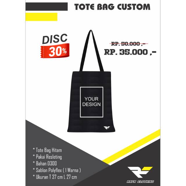 Tote Bag Custom | Tote Bag Nama | Design Suka suka