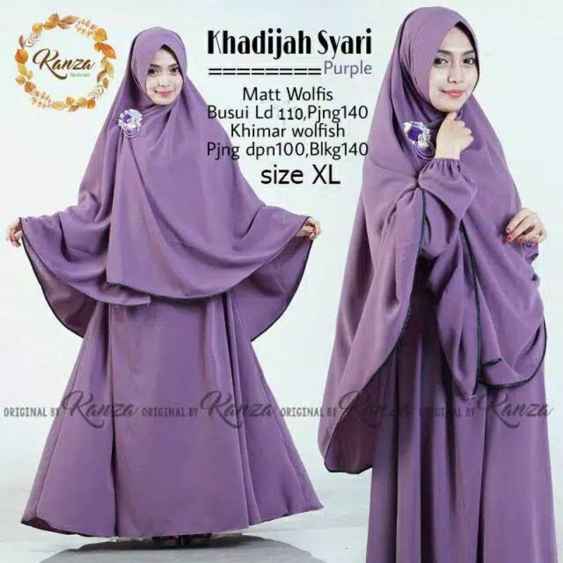 gamis syari khodizah set hijab+gamis-Ungu muda