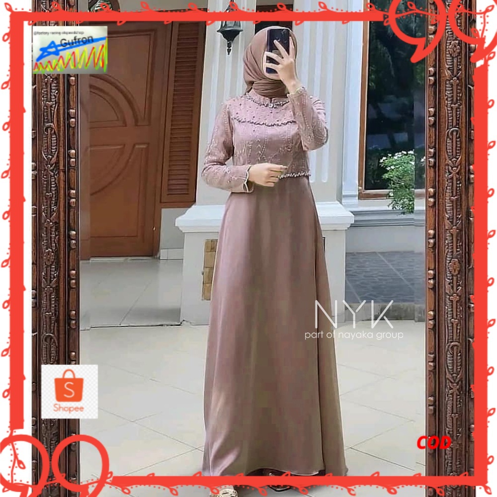 MAXI DRESS TIARA - GAMIS BRUKAT KEKINIAN - OUTFIT KONDANGAN - SERAGAM BRIDESMAID - DRESS TULLE MUTIA