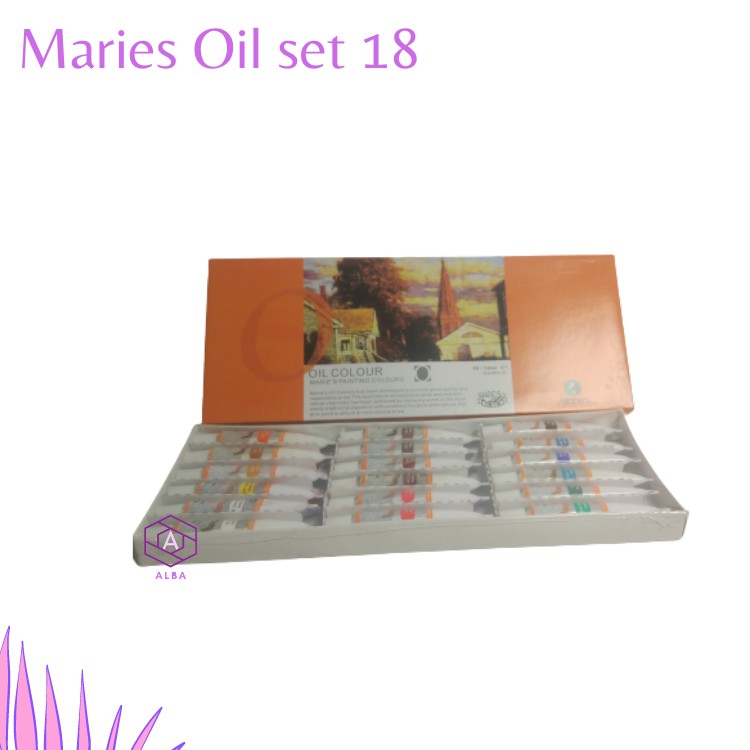 

Maries Oil Colour Set 18x12ml cat minyak set 18x 12ml melukis dengan cat minyak maries 1388B