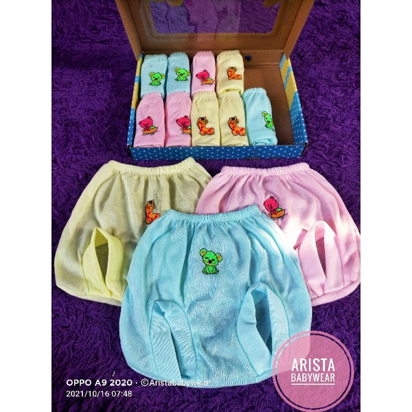 SNI DAFFA - 1lusin/12pcs celana pop bayi polos bordir packing BOX Lucu