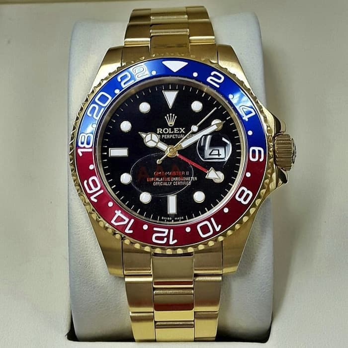 JAM TANGAN PRIA ROLEX GMT-MASTER II BLACK DIAL GOLD SUPER