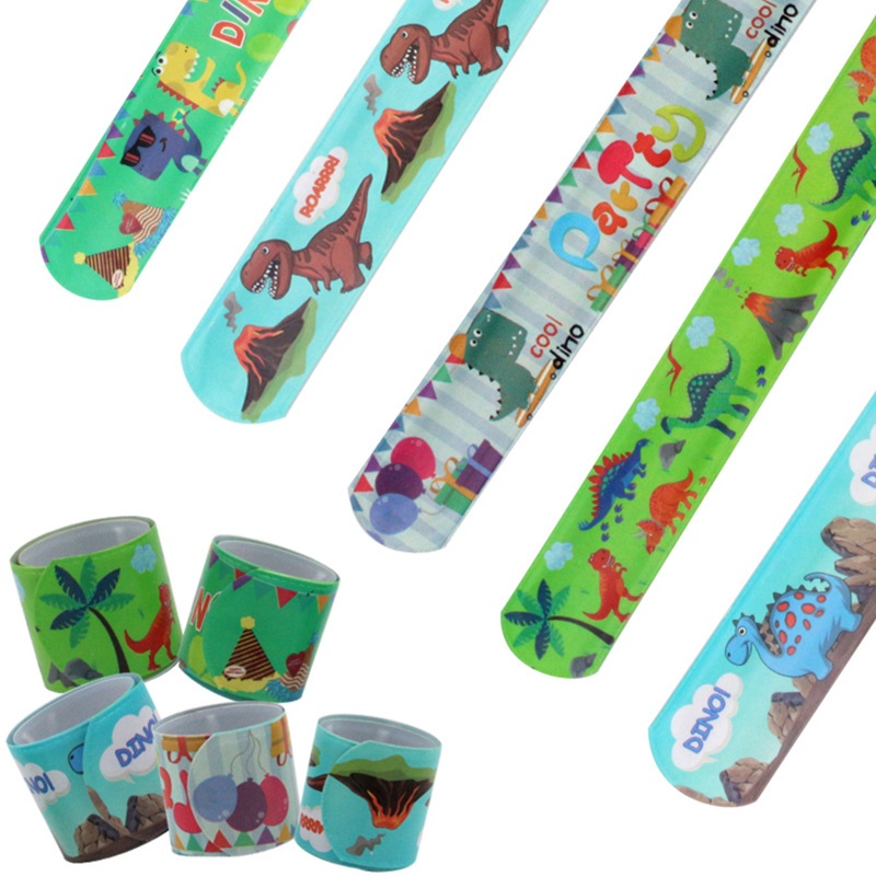 Mary 10pcs / Set Gelang Tangan PVC Motif Kartun Dinosaurus Untuk Anak Laki-Laki / Perempuan / Halloween