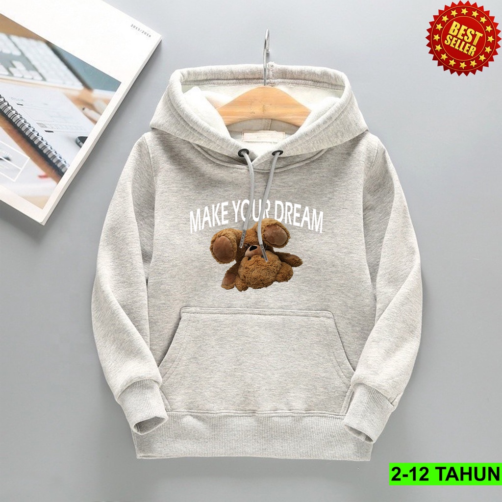 Hoodie MAKE YOUR DREAM Anak Laki Laki Perempuan / Jaket BEST SELLER  Anak Usia 2 3 4 5 6 7 8 9 10 11 12 Tahun / Sweater TERBARU Anak Cewek Cowok  Switer Distro Bisa COD