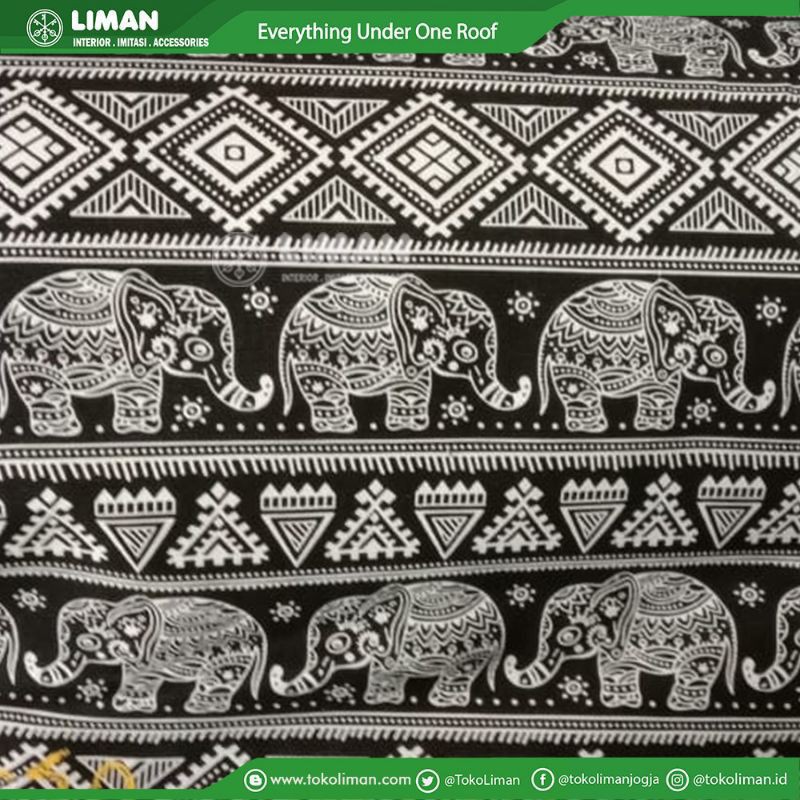 Kain Kanvas Meteran Motif Gajah Bahan Kerajinan