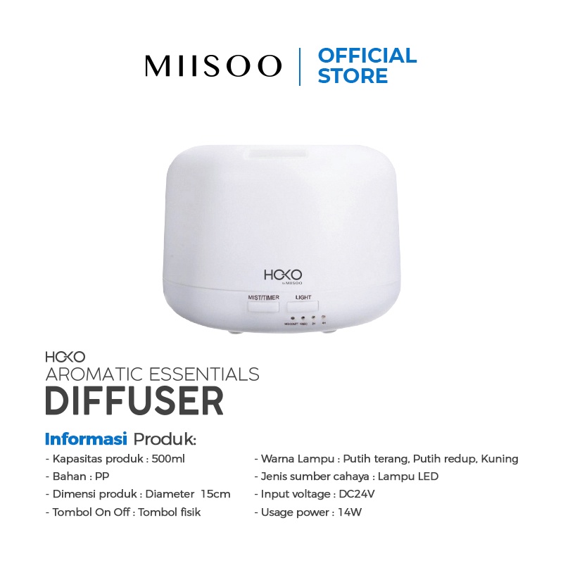MIISOO Humidifier Diffuser Air Purifier Aromaterapy Essential oil Difuser 500ML Aroma Purifier LED + Remote/Diffuser HOKO By MIISOO-3
