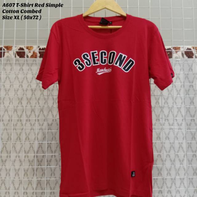A607 Kaos Pria T-Shirt Red Simple