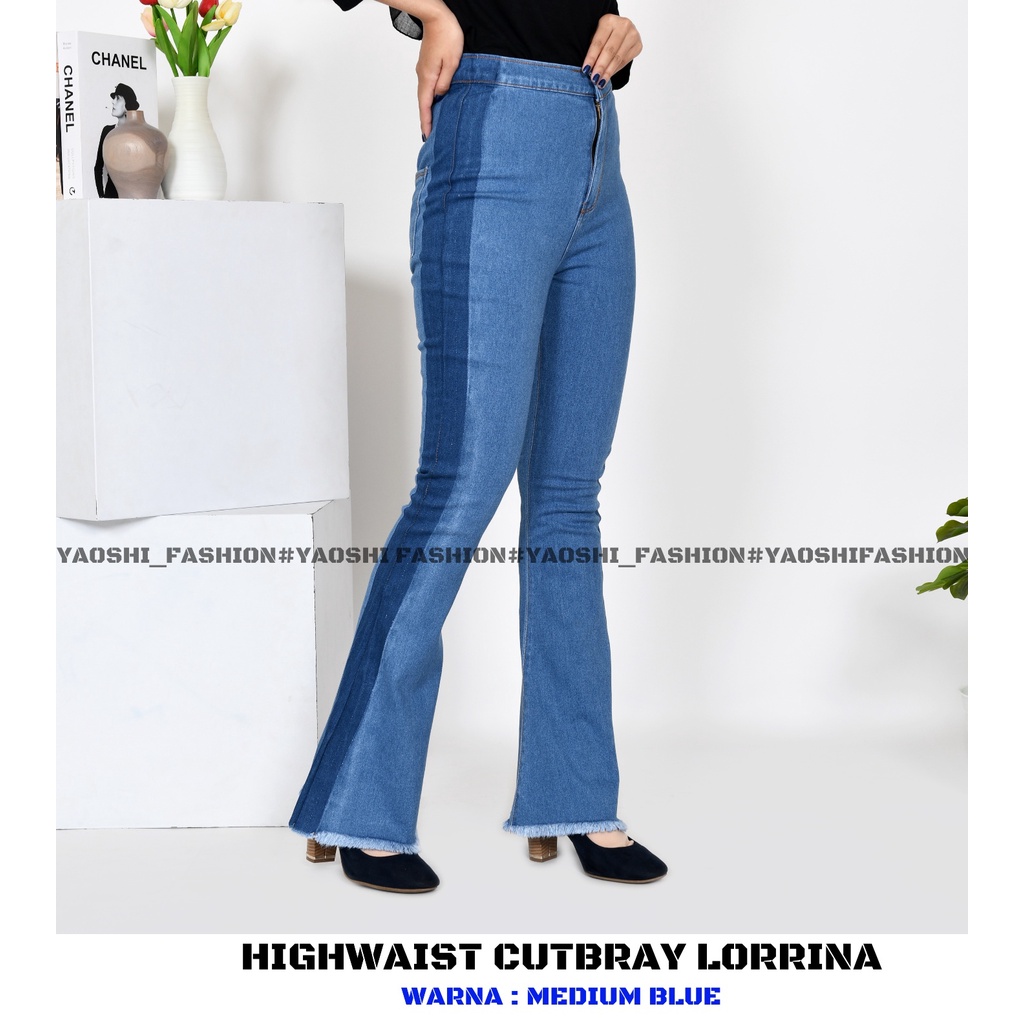 YAOSHI - Cutbray Rawis List Panjang Wanita - Highwaist Cutbray Lorrina 27-34