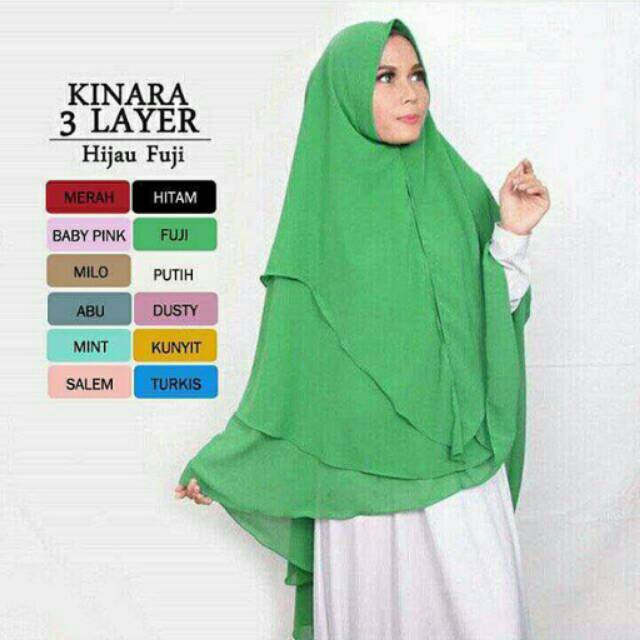 Khimar syari kinara 3 layer hijab jilbab kerudung