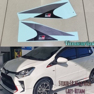 Sticker Mobil Toyota Agya/Ayla Samping Spion Stiker GR Grey Hitam