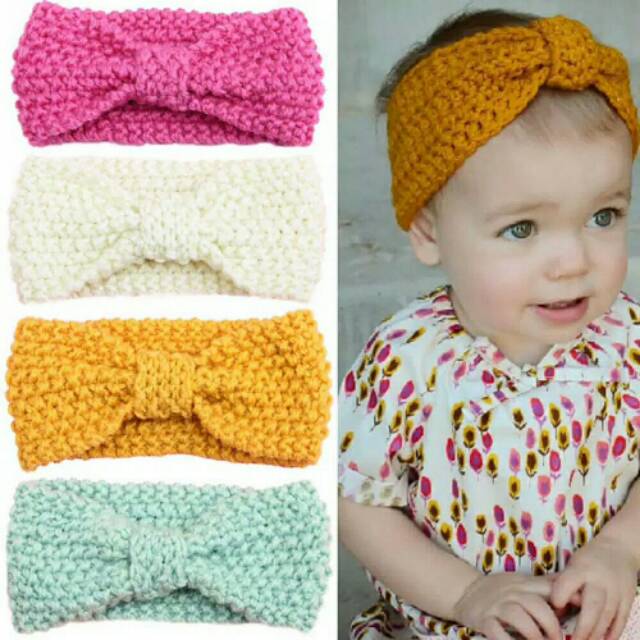 C44 Bandana bayi / headband bayi / headband anak rajut motif pita simple