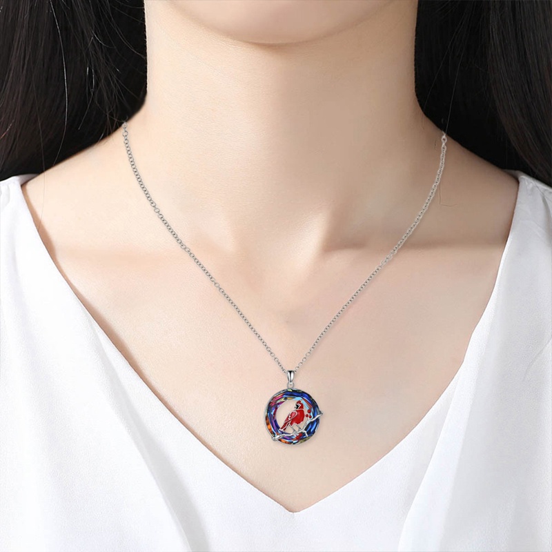 Fancyqube Kalung Sterling Silver Hias Kristal Biru Untuk Wanita