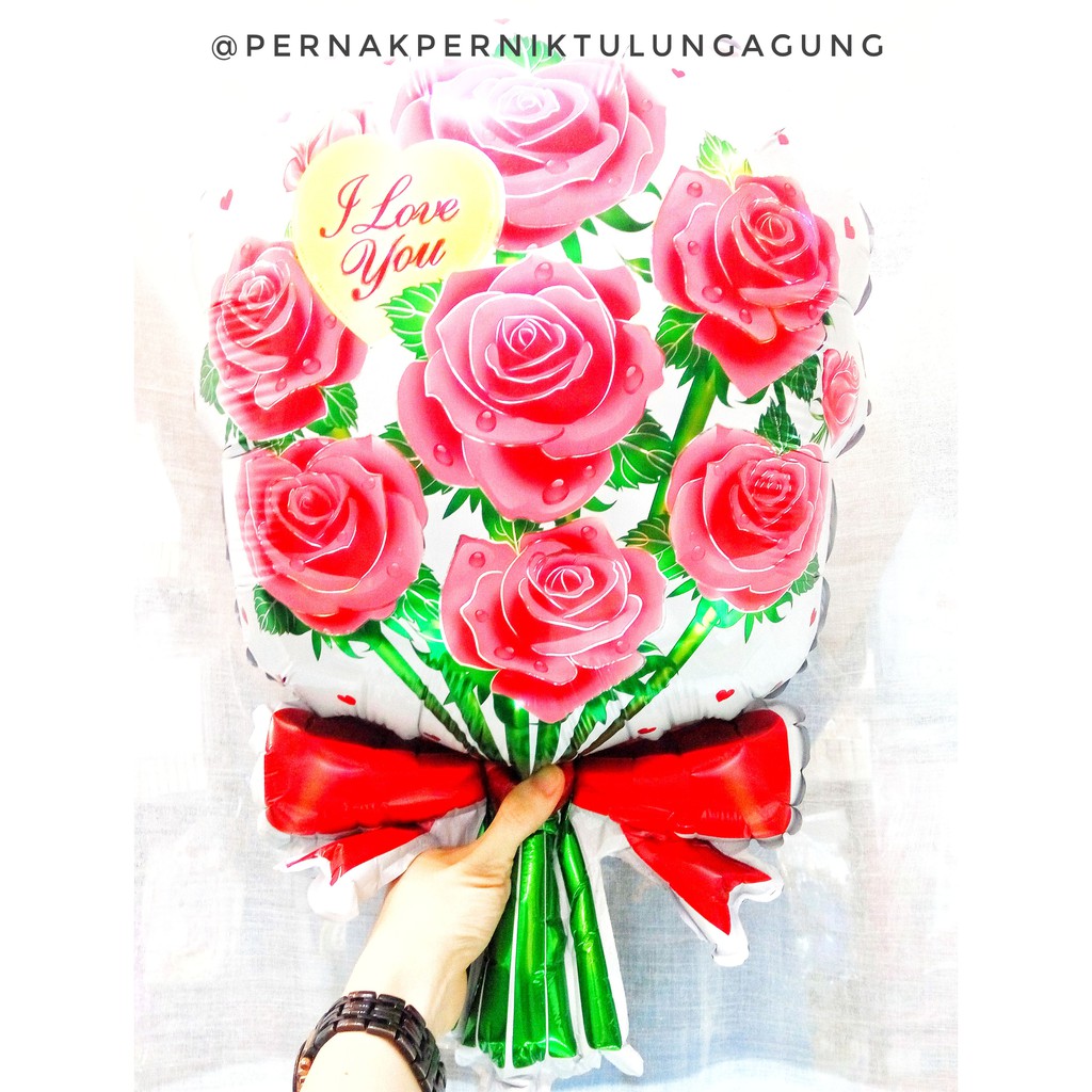 Balon Foil Buket Bunga - Dekorasi Pesta Acara Wedding Lamaran Engagement Bridal Shower