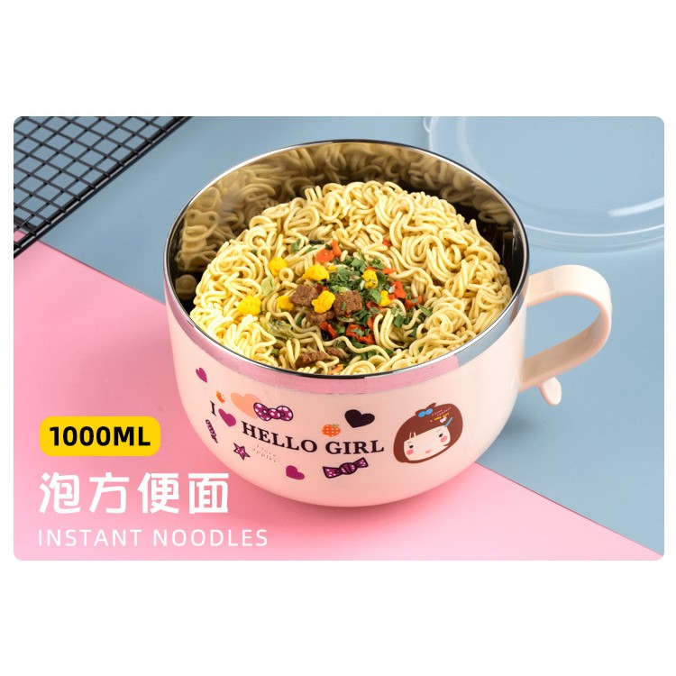 mangkok stainless + tutup / mangkok mie fresh bowl hello girl