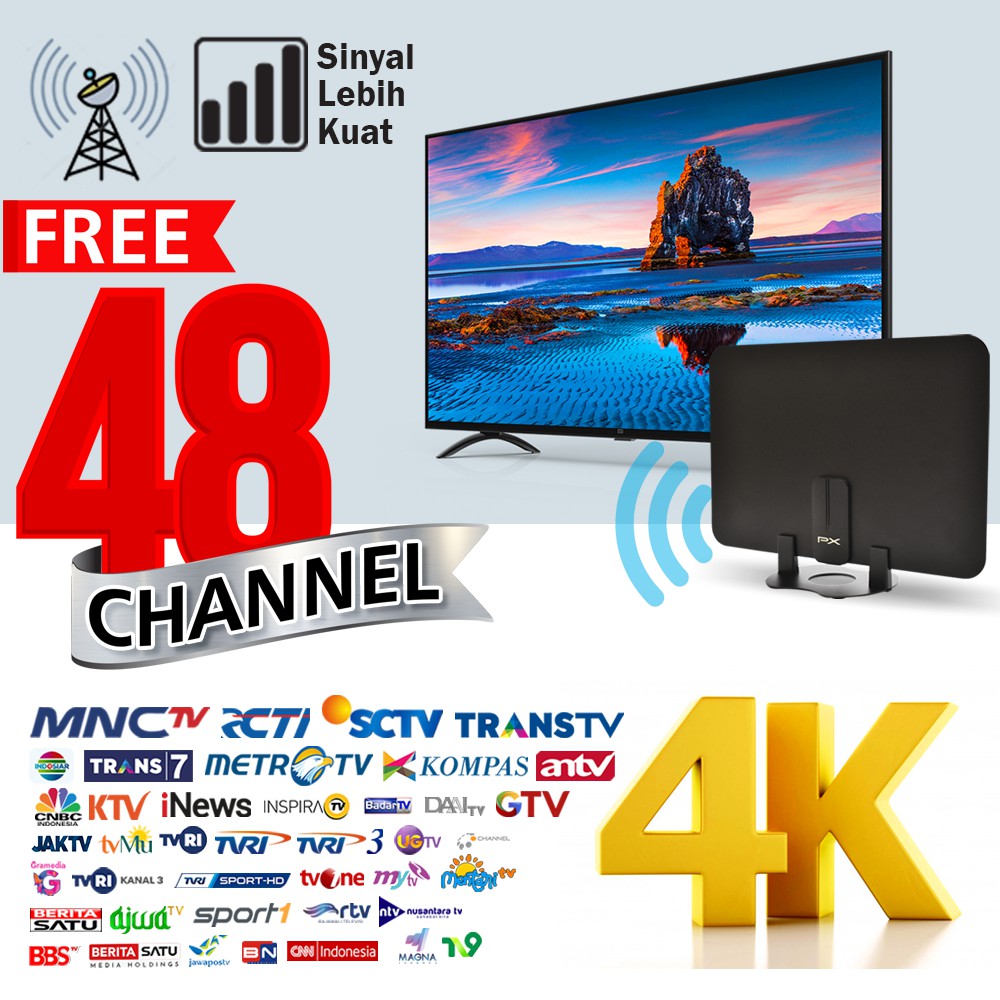 Antena TV Dinding Digital DVB T2 Booster Analog Indoor PX UDA-3000