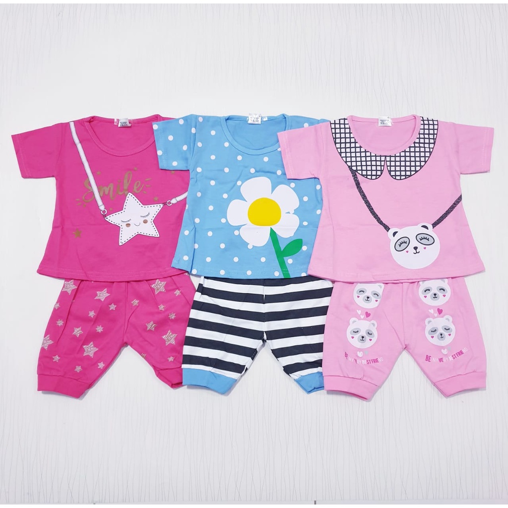 Paket 3 Setelan Anak Cewek Motif Dan Warna Random Baju Baby Gracia