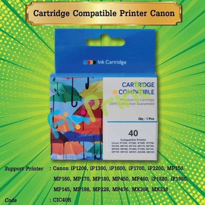 Cartridge Tinta Canon PG40 PG 40 PG-40 Black IP1880 IP1980 MP145 MP198 FPTS1139