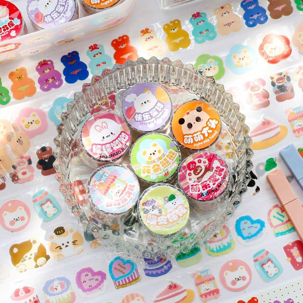 Stiker Pita Perekat Motif Bunga Hewan Kawaii Untuk Dekorasi Scrapbook