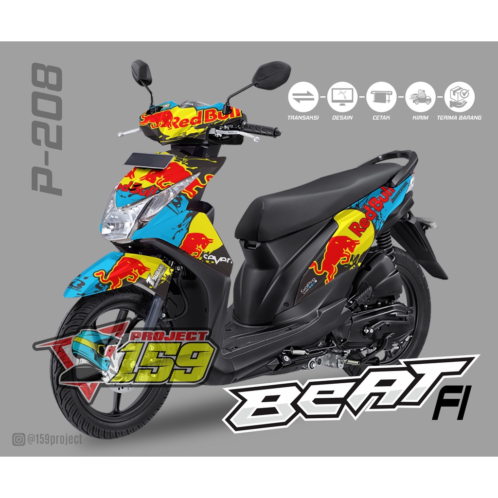 Stiker Motor Beat FI 2014 - P-208 Red Bull