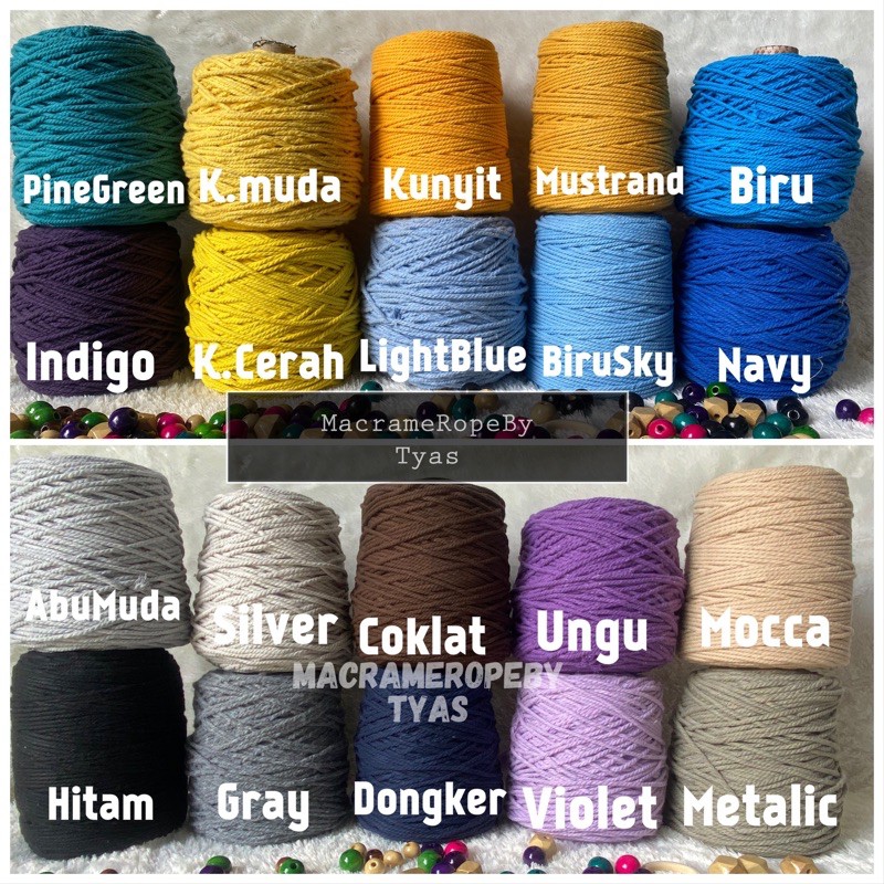tali macrame warna 1kg, benang macrame part 2