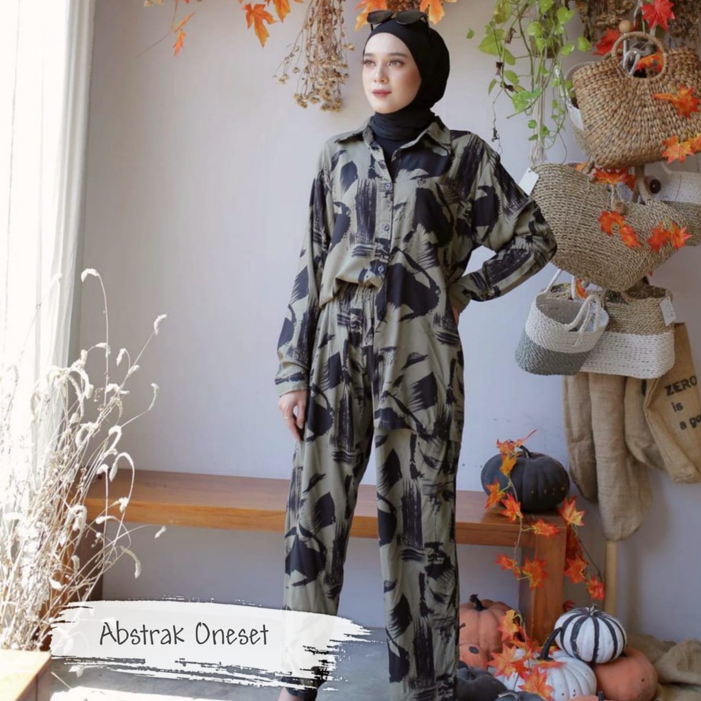 One set Rayon Viscose Busui Ld 100 - 110 Motif Kekinian-ABSTRAK SET LD100
