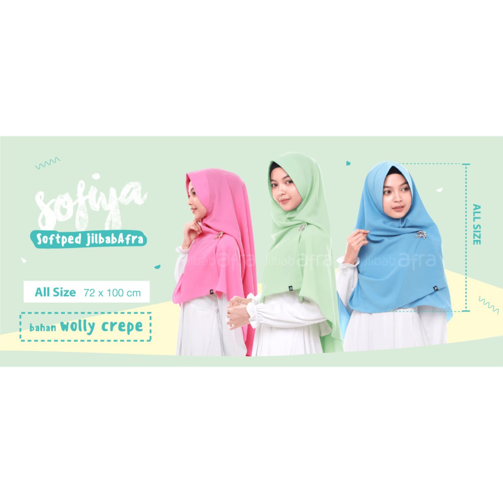 Jilbab Sofiya Aquamarine - Softped Khimar Jilbab Afra - Bahan Wolly Crepe / Crepe HQ