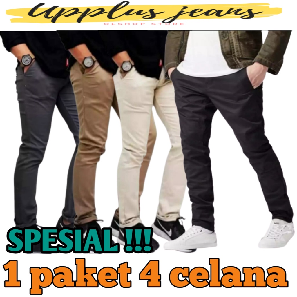 1 PAKET ISI 4 CELANA PANJANG CHINO CELANA CINOS PANJANG PRIA TERBARU HIT CELANA PANJANG PRIA CELANA 