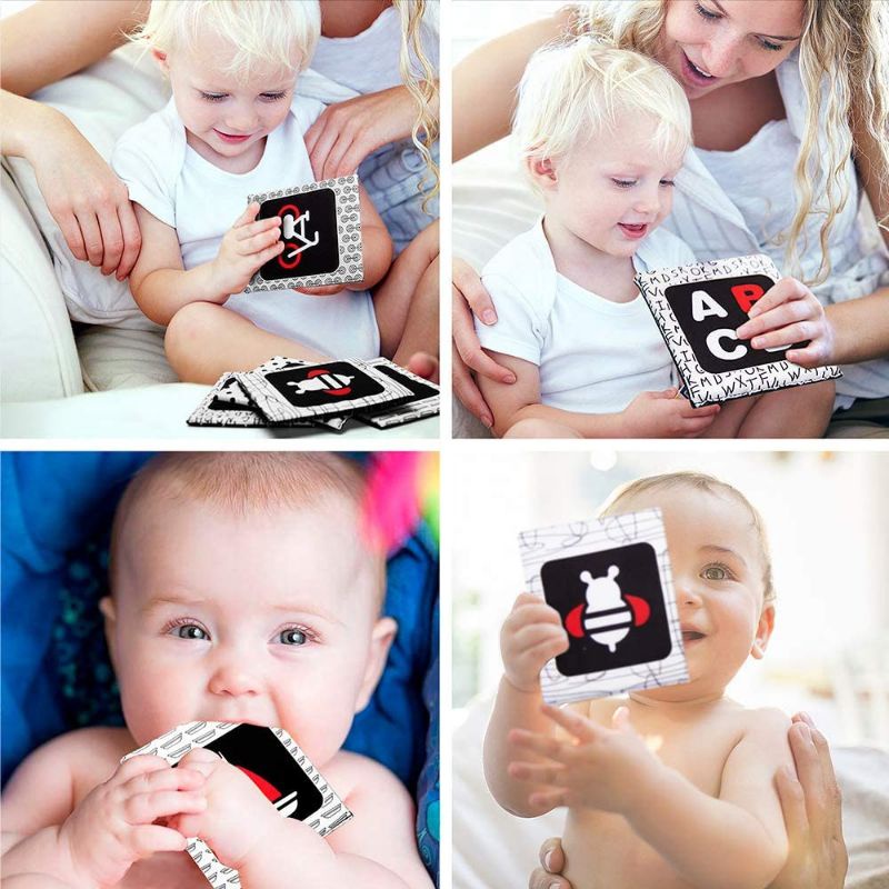 Mainan Edukasi Bayi Kartu Pintar Soft Flash Card Bahan Kain Memory Flashcards Hitam Putih Black White Warna Kontras Kado Kelahiran Bayi Buku Bantal Soft Book High Contras Book Buku Kain Kontras Bayi Newborn Lembut