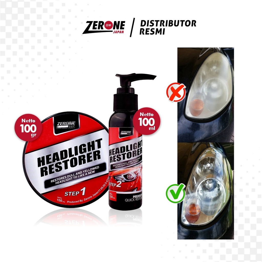 Headlight Restorer Zerone Japan Pengkilap Mika Lampu Anti Kusam Kuning